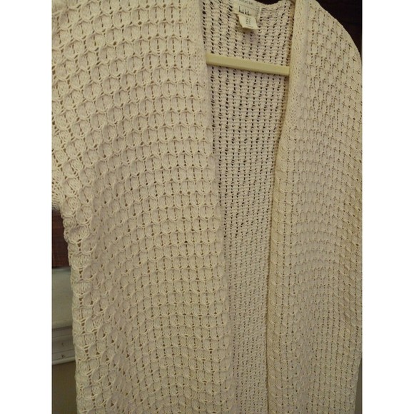Nicole Miller artelier Ivory Knit 3/4 Sleeve Open Cardigan Sweater‎ Size S - Picture 3 of 12